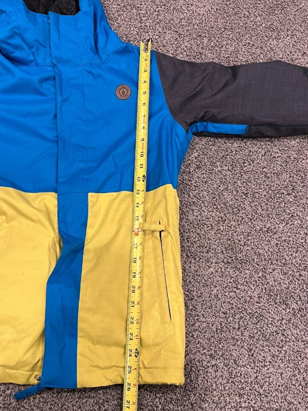Volcom Kids Medium Long Woodland Insulated Ski Snowboard Blue Yellow Jacket